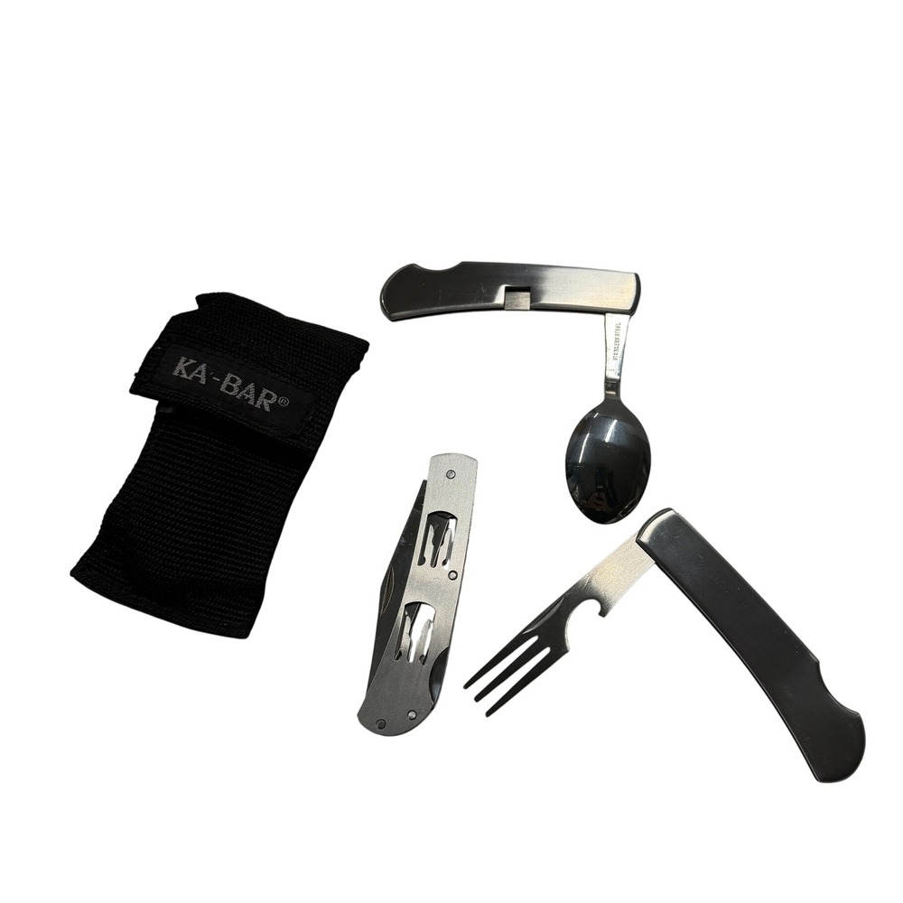 KA-BAR 1300 Hobo Knife 3-Piece Camping Utensil Set with Nylon Sheath Stainless